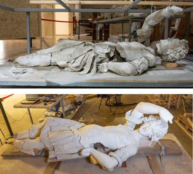 Restauro delle statue del Teatro Farnese. Foto: Complesso Monumentale della Pilotta