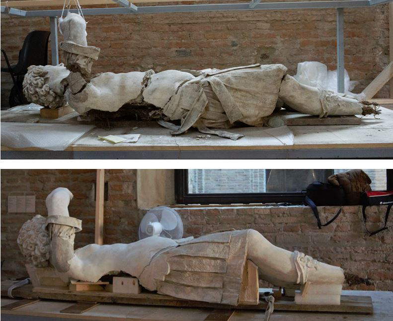 Restauro delle statue del Teatro Farnese. Foto: Complesso Monumentale della Pilotta