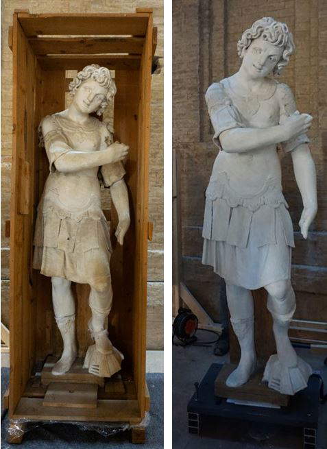 Restauro delle statue del Teatro Farnese. Foto: Complesso Monumentale della Pilotta