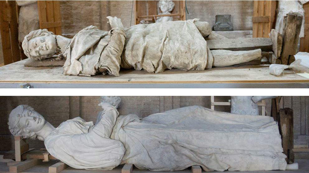 Restauro delle statue del Teatro Farnese. Foto: Complesso Monumentale della Pilotta