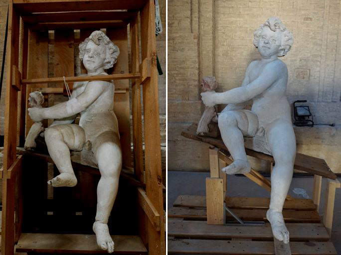Restauro delle statue del Teatro Farnese. Foto: Complesso Monumentale della Pilotta