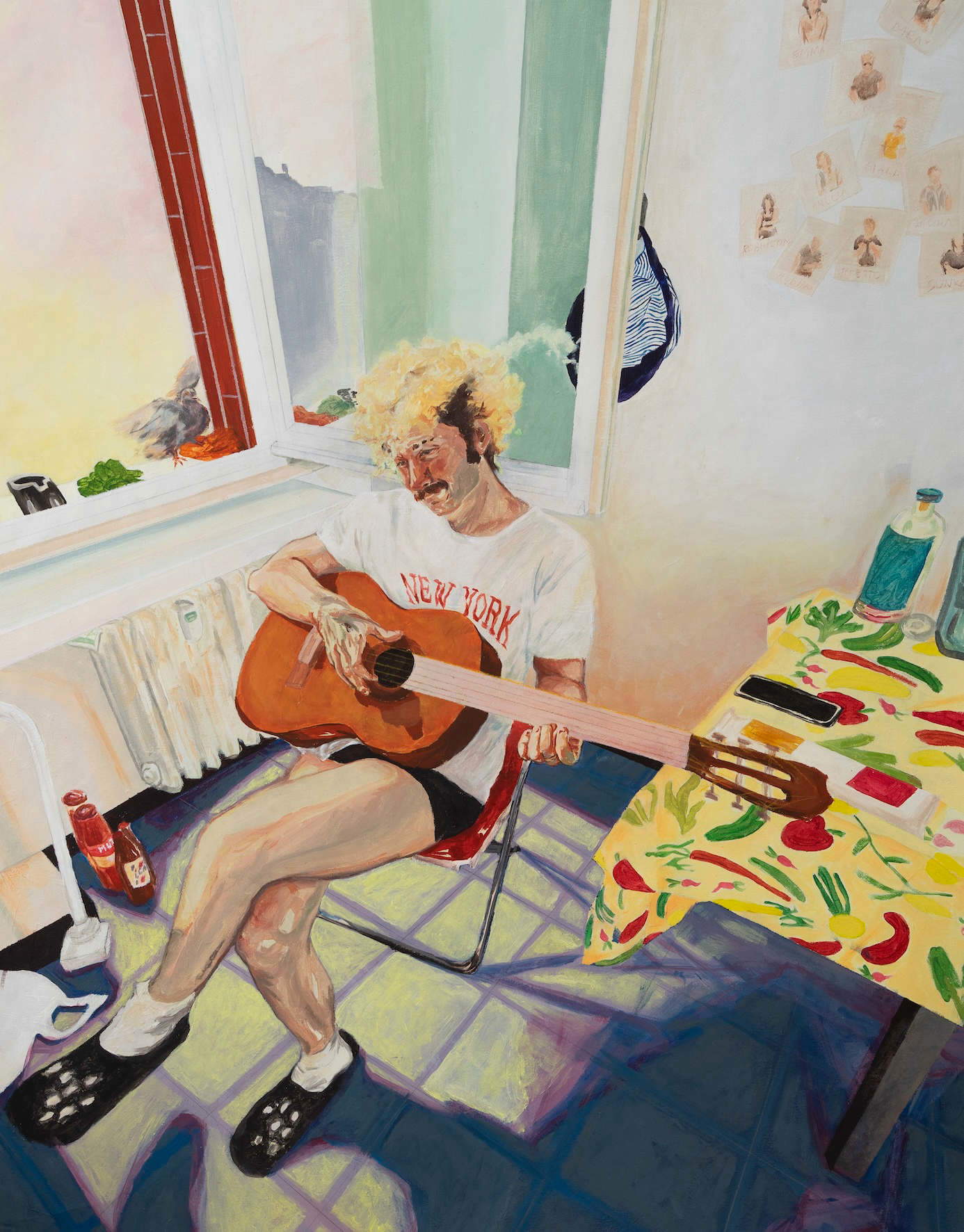 Robertina, *There's a Pigeon on the Ledge* (2026; oil on canvas, 90 x 71.5 cm)