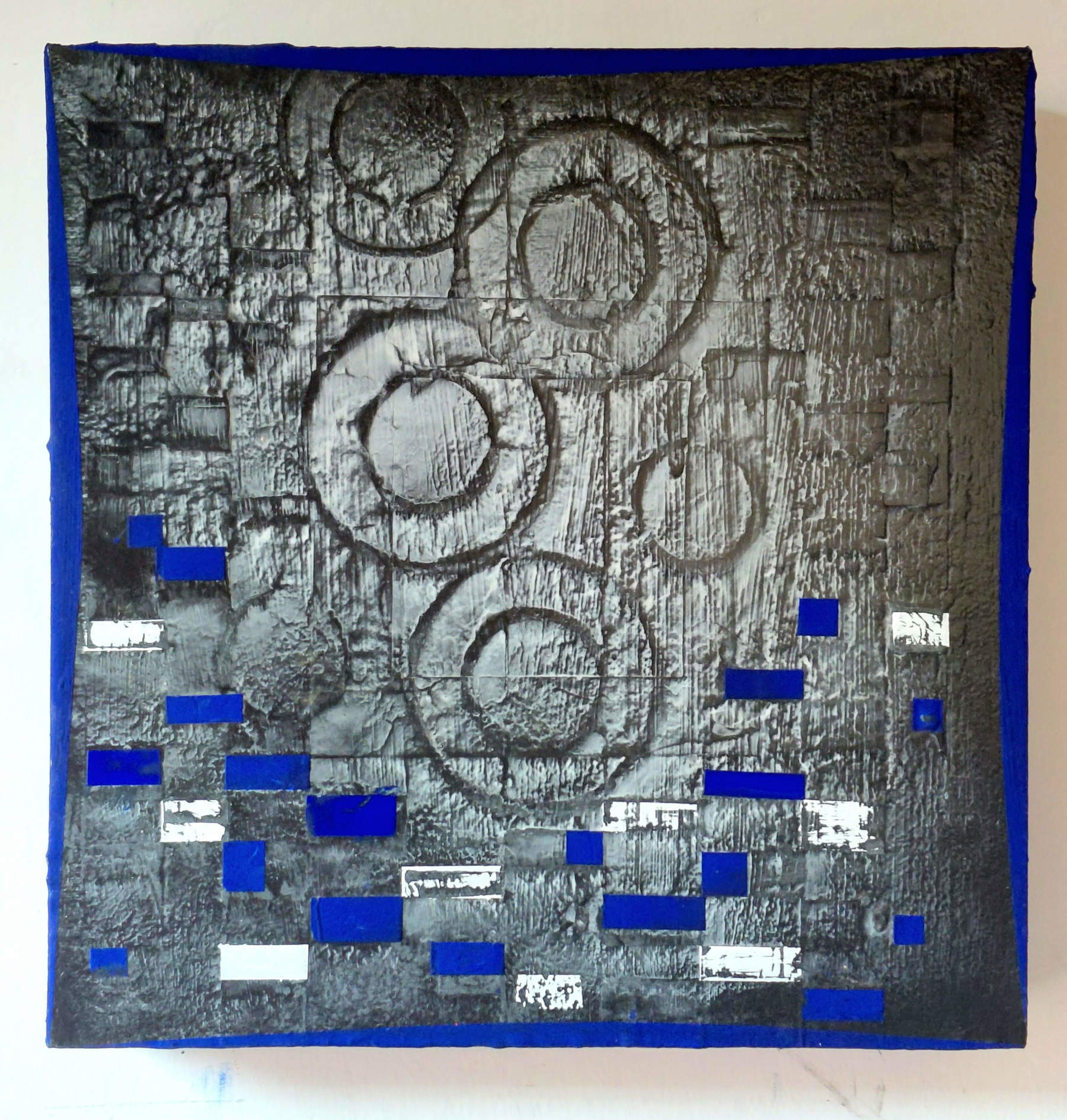Roberto Floreani, « Ritmato » (de la nuit qui raconte) (2026 ; technique mixte sur toile, 30 x 30 cm)