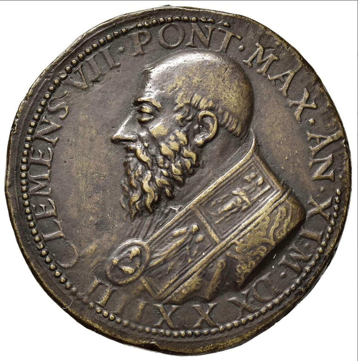 Benvenuto Cellini, Medaglia di Clemente VII (1534; medaglia bronzo; Firenze, Museo Nazionale del Bargello)