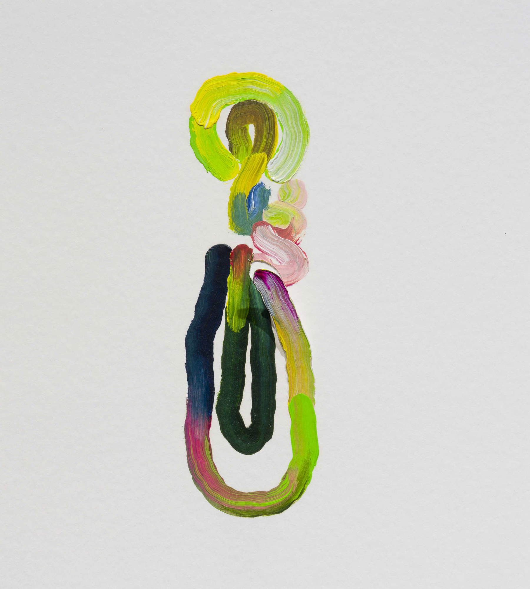 Ruggero Baragliu, Skulptur Hypothese 6 (2026; Öl auf 300-Gramm-Papier, auf Platte montiert, 18 x 16 cm)