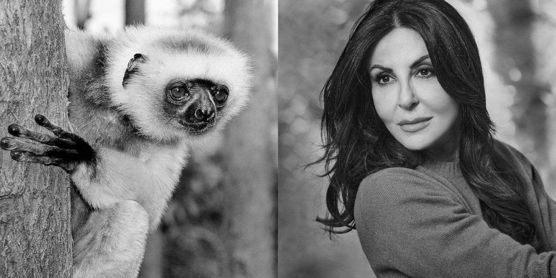 Sabrina Ferilli and the diademed sifaka (Propithecus diadema). Photos by Alessandro Dobici, Alberto Cambone, and Roberto Isotti