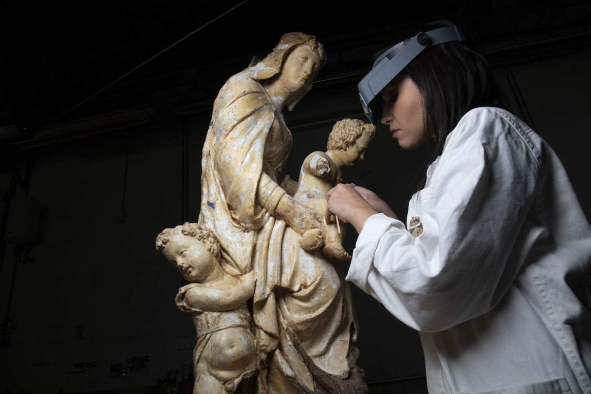 Durante il restauro. Foto: Opificio delle Pietre Dure