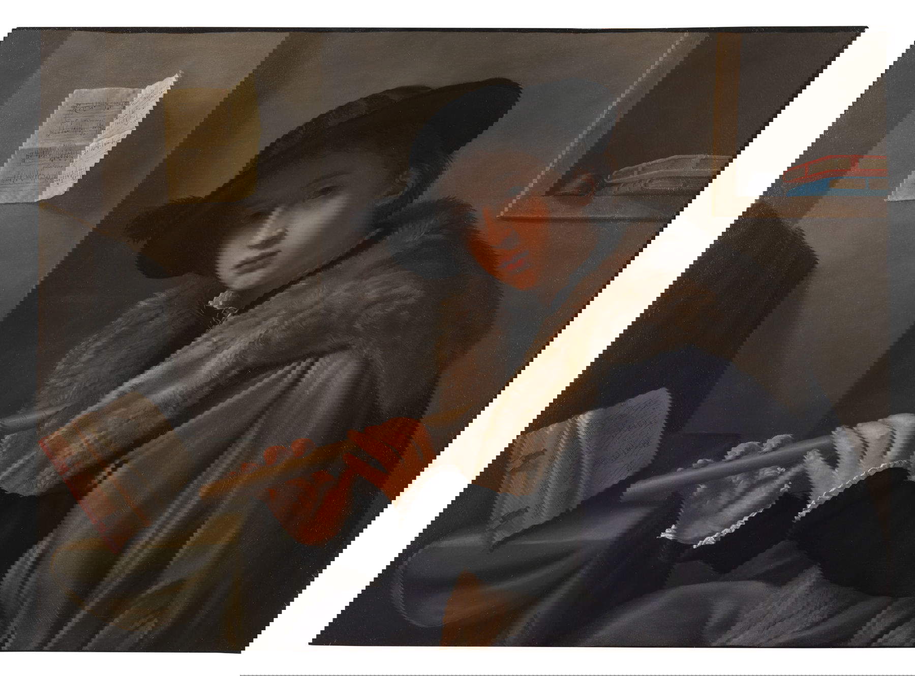 Giovanni Girolamo Savoldo, Portrait of a Young Man with Flute (c. 1525; oil on canvas, 74.3 &times; 100.3 cm; Brescia, Pinacoteca Tosio Martinengo, property Unicredit Art Collection) Photo: UniCredit