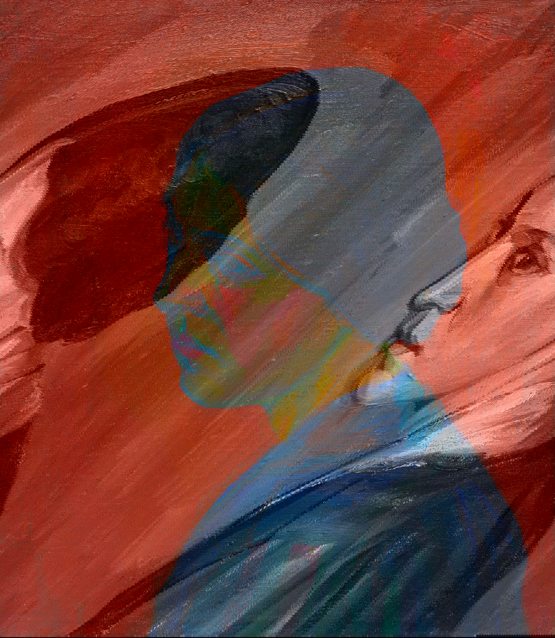 Kurt Schwitters, Ohne Titel (Porträt von Helma Schwitters) (1916; Öl auf Leinwand, 44,8 &times; 39,9 &times; 2,5 cm; Hannover, Sprengel Museum Hannover, Leihgabe der Kurt und Ernst Schwitters Stiftung, seit 2001) Foto: Herling, Werner