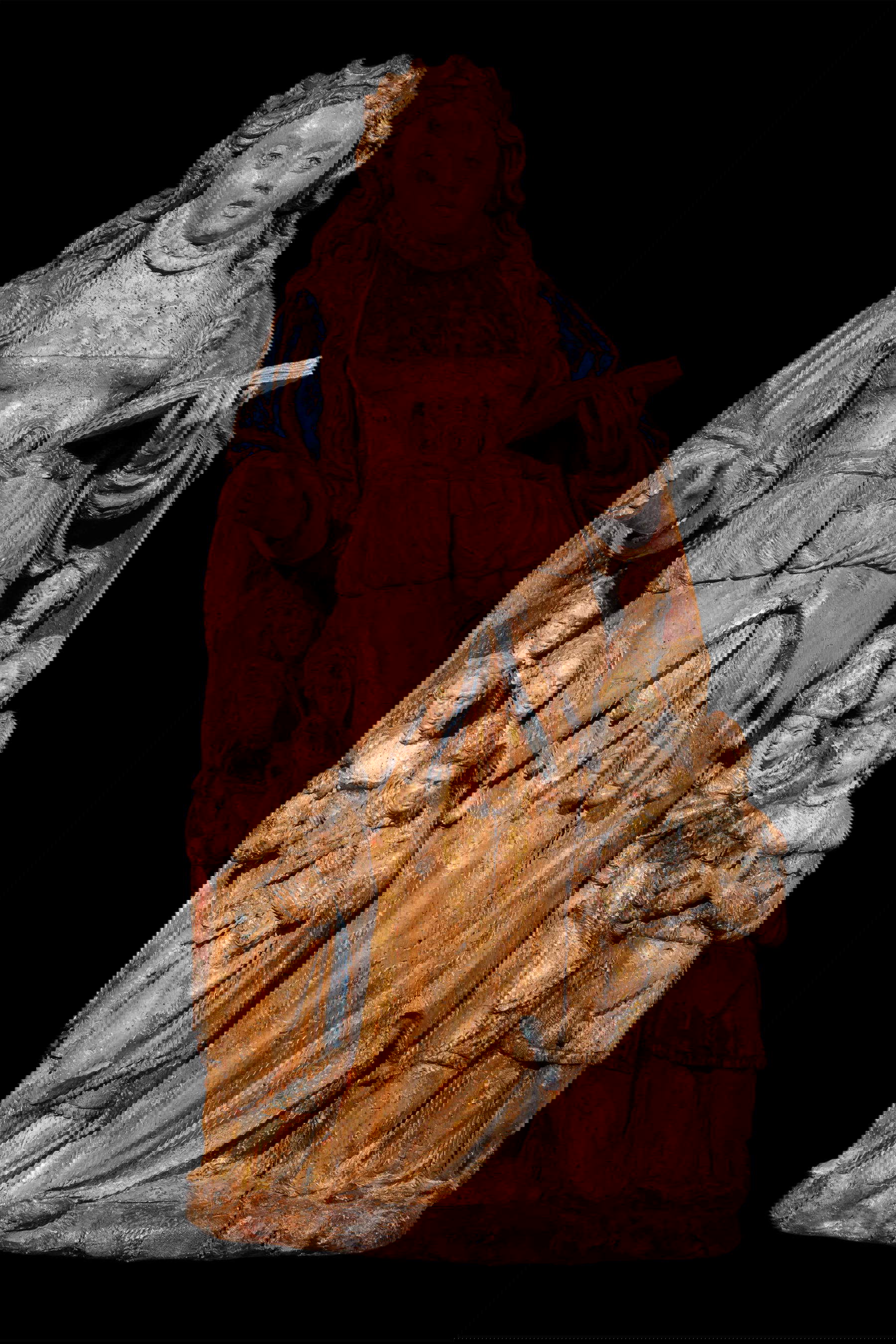 法国雕塑家，仁慈的圣母（1540-1550；胡桃木，有多彩痕迹，89 x 45 x 29 厘米；巴黎，Jaqueline Boccador 收藏馆）