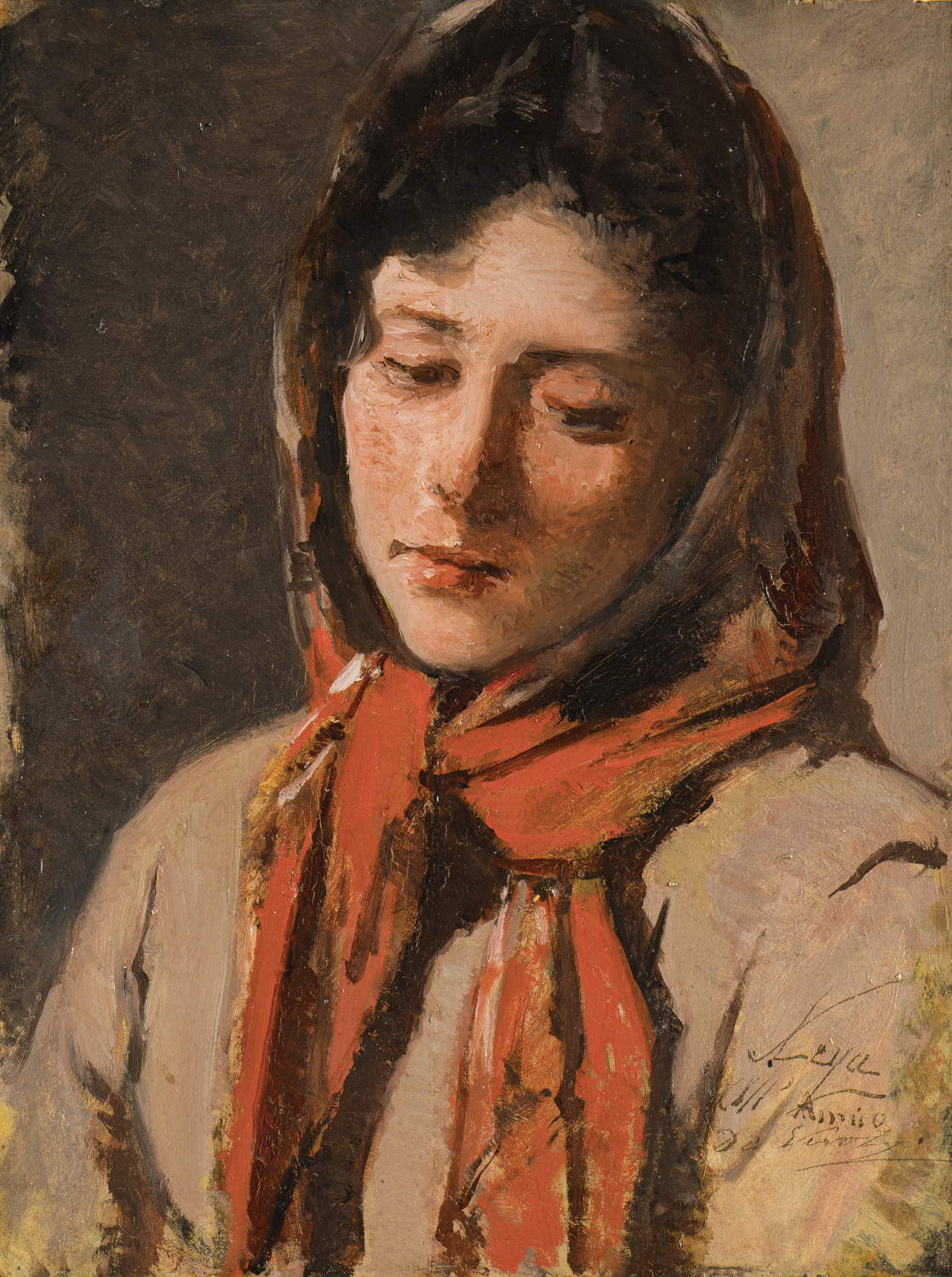 Silvestro Lega, Portrait of a Peasant Woman (The Wicked Woman) (1889–1890; oil on panel; Livorno, Giovanni Fattori Civic Museum)