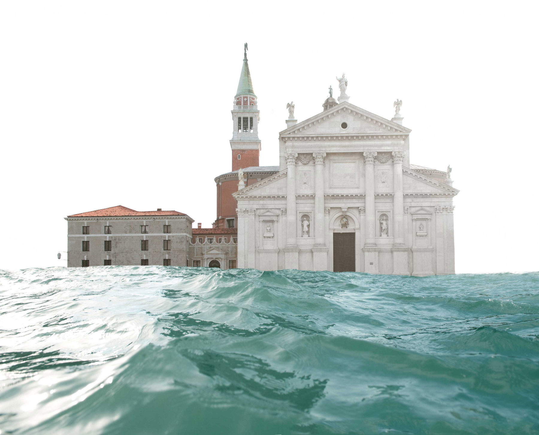 Silvia Camporesi, Las tres iglesias (Cuando empieza el agua, n.º 2, n.º 3, n.º 7) (2011; impresión por inyección de tinta, 3 elementos, 63 x 73 cm; Colección Farnesina) &copy; Silvia Camporesi, por cortesía de la artista