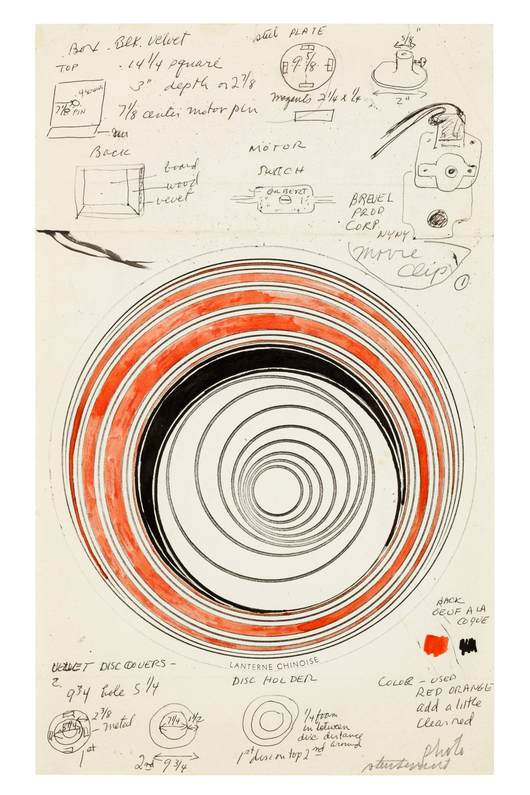 Sturtevant, Duchamp Rotary Disc (Lanterne Chinoise) (1969; watercolor, ink and graphite pencil on photocopy, 1 of 7 parts, 35.5 &times;21.5 cm) (ST 3151) &copy; Sturtevant Estate. Courtesy of Thaddaeus RopacgalleryLondon - Paris -Salzburg - Milan - Seoul