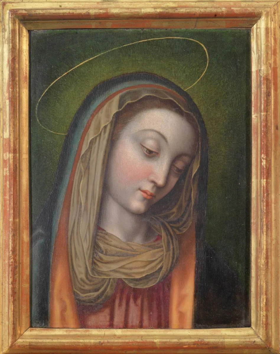 Sister Plautilla Nelli, The Virgin (oil on panel, 38.5 x 29.5 cm; private collection, Italy)