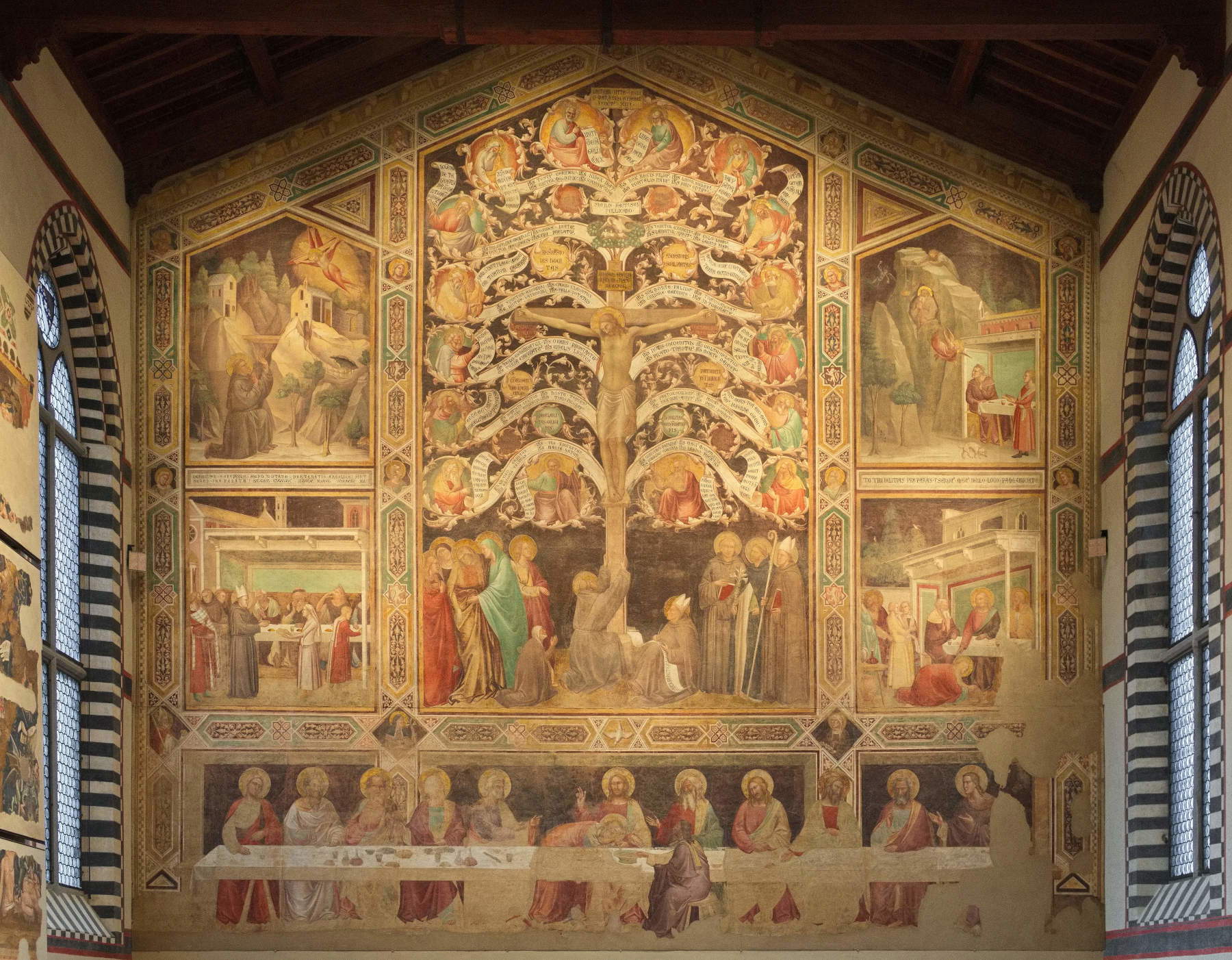 Taddeo Gaddi,&nbsp;Albero della Vita e Ultima cena&nbsp;(1345-1350 circa; affresco staccato, 112 x 117 cm; Firenze, Cenacolo di Santa Croce) Foto: Wikimedia Commons | MenkinAlRire - Creative Commons&nbsp;Attribution-Share Alike 4.0 International&nbsp;license.