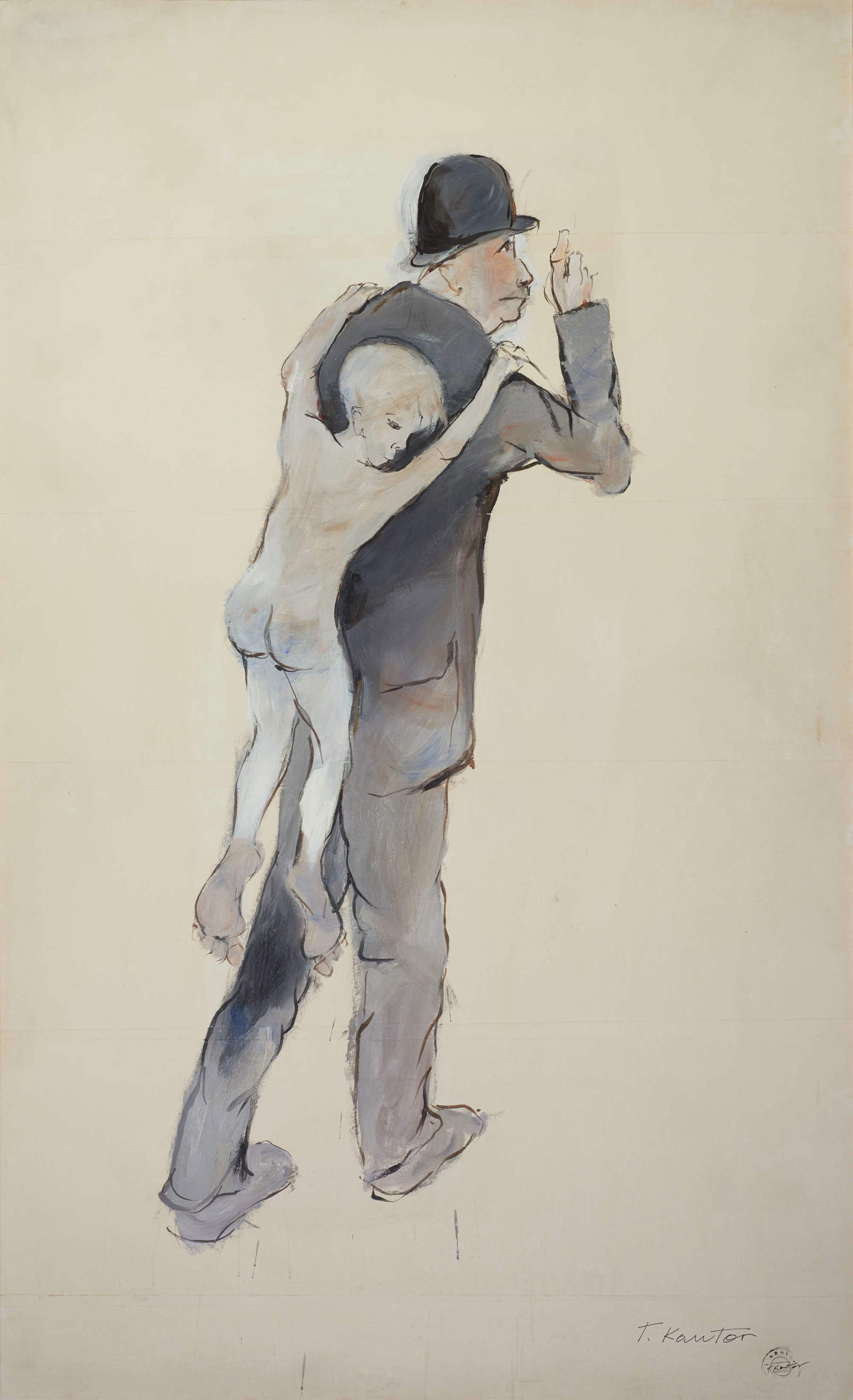 Tadeusz Kantor, Man with His Childhood (1984; acrylic, paper, board, 180 x 110 cm; Starak Collection). Courtesy of &copy; Lech Stangret &amp; Dorota Krakowska / Tadeusz Kantor Foundation.