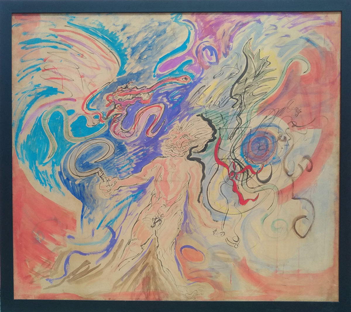 Tancredi Parmeggiani, *I matti* (1960; mixed media on paper, 172x152 cm)