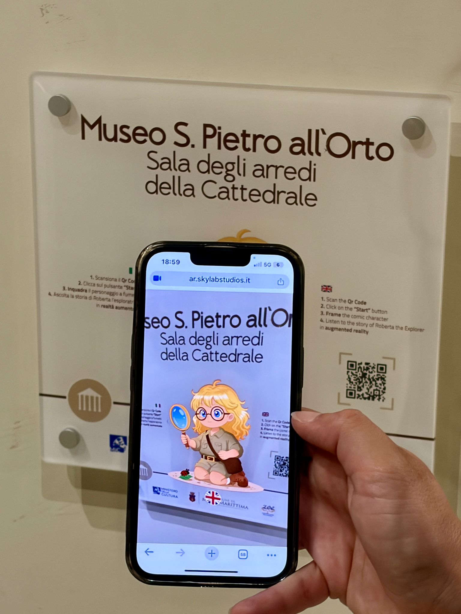 Les nouvelles plaques interactives destinées aux enfants au musée de San Pietro all'Orto à Massa Marittima. Photo : Skylab Studios