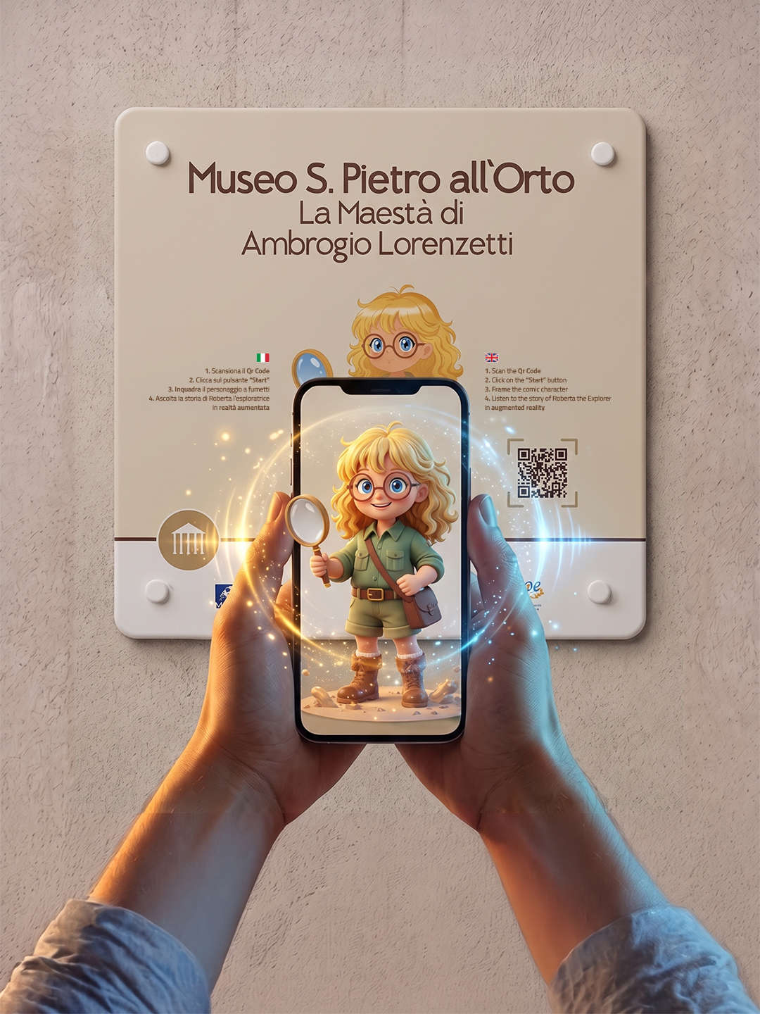 Les nouvelles plaques interactives destinées aux enfants au musée de San Pietro all'Orto à Massa Marittima. Photo : Skylab Studios