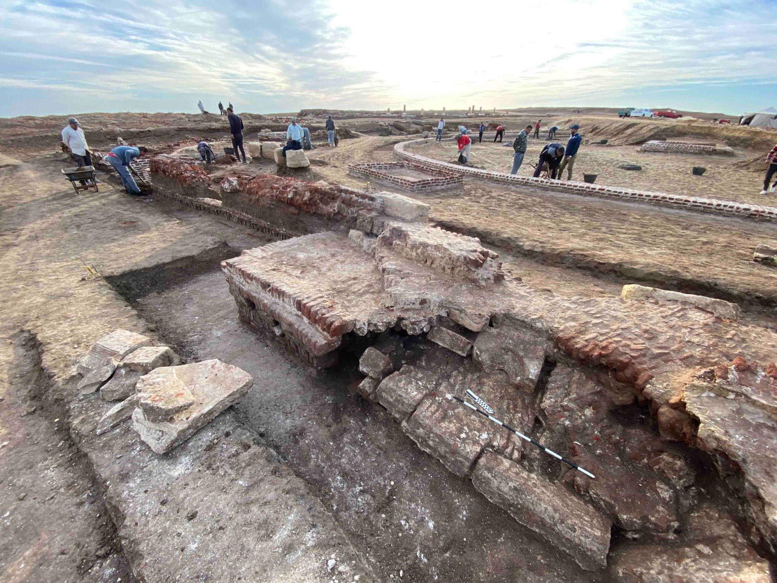 The remains of a religious building dedicated to the local god Pelusius at the Tell el-Farama site. Photo: Ministry of Tourism and Antiquities