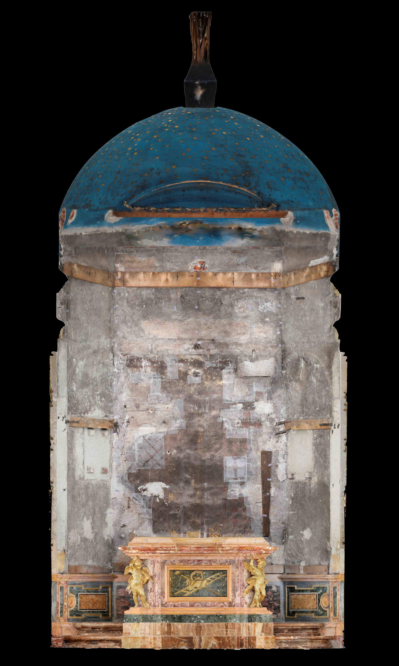 Temple of the Holy Face, wall behind the Holy Face before restoration. Courtesy of Ente Chiesa Cattedrale di San Martino. Photo: Giorgia Uraghi