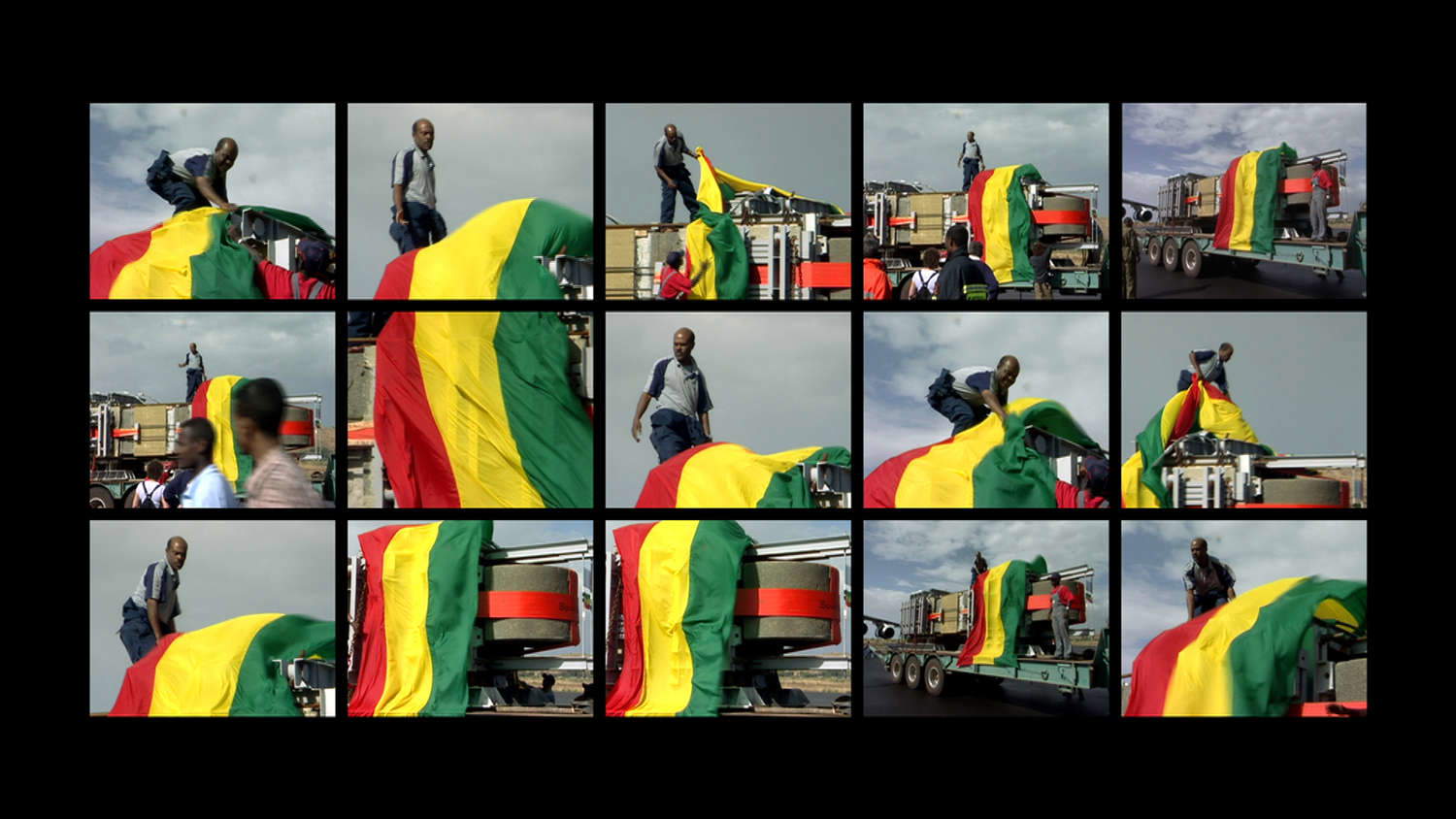 Theo Eshetu, The Return of the Axum Obelisk (2009; HD video, duration 26'45''; Naples, Madre)