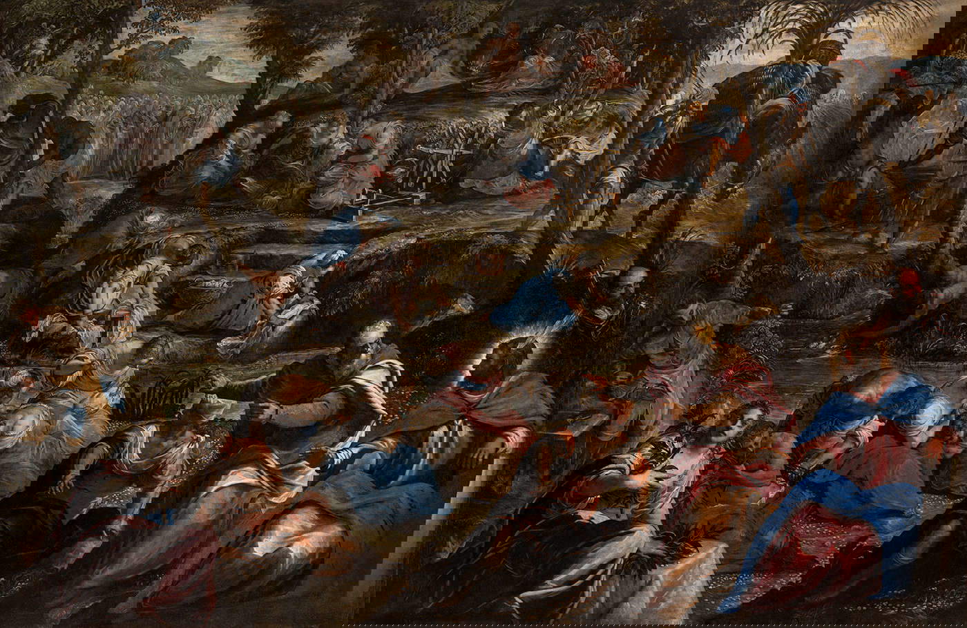 Tintoretto, Gli ebrei nel deserto (1592-1594; olio su tela, 370 x 570 cm; Venezia, San Giorgio Maggiore). Dopo il restauro. Foto: Matteo De Fina