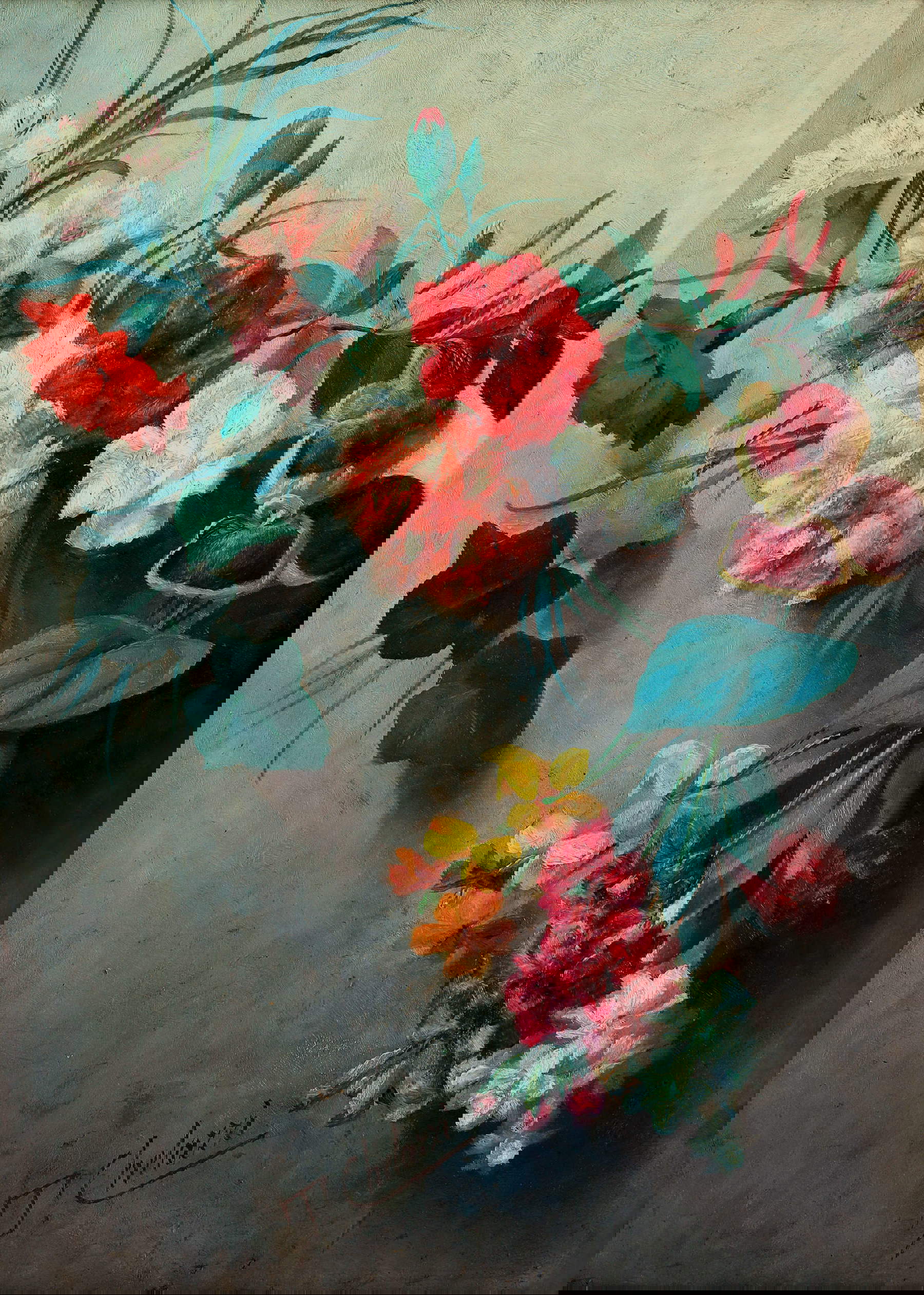 Tito Chelazzi, Die Nelken (ca. 1891-1892; Öl auf Karton, 36 x 25,5 cm; Privatsammlung)