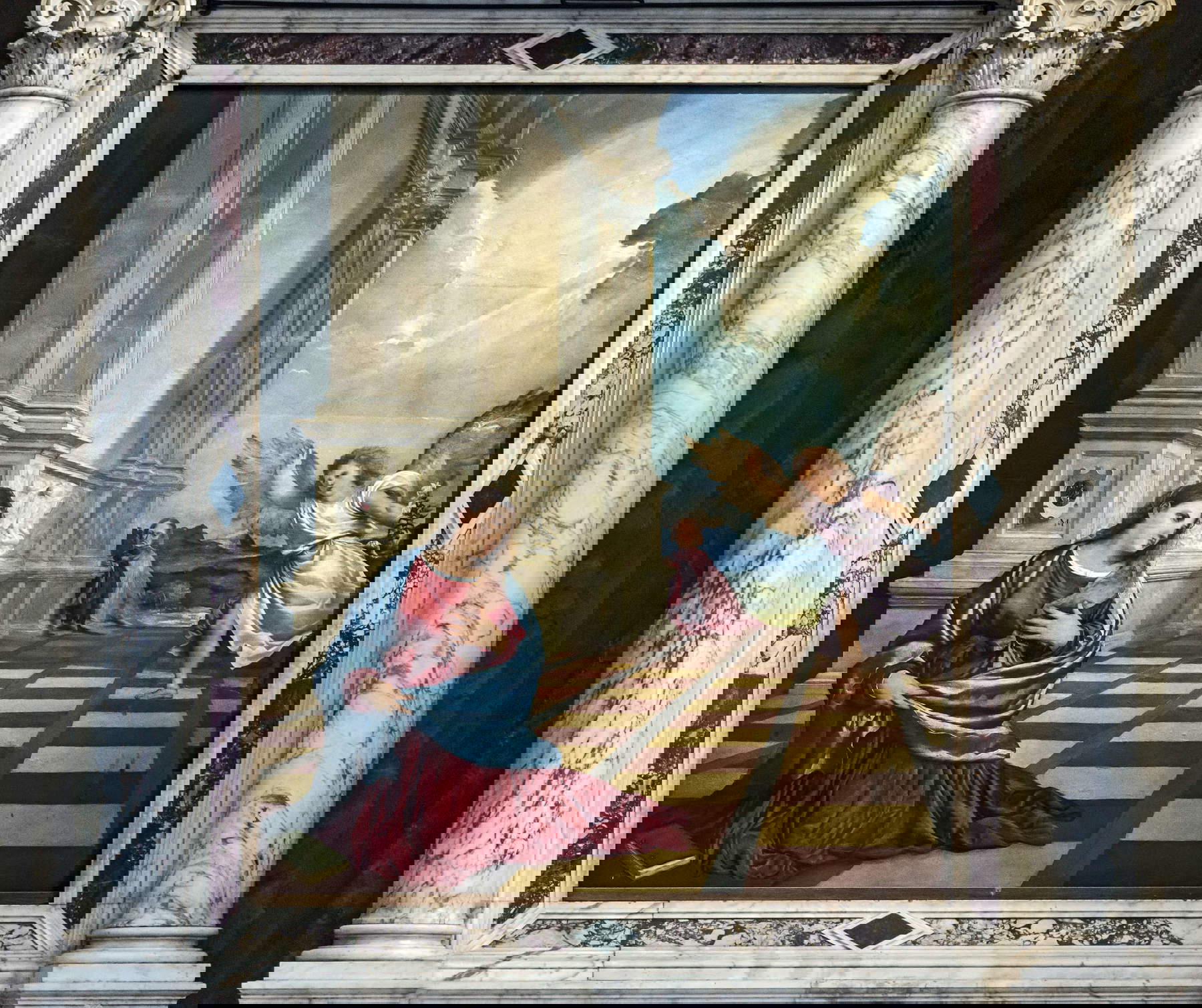 Tizian, Malchiostro-Verkündigung (1520; Öl auf Tafel, 210 x 76 cm; Treviso, Dom St. Peter). Foto: Didier Descouens