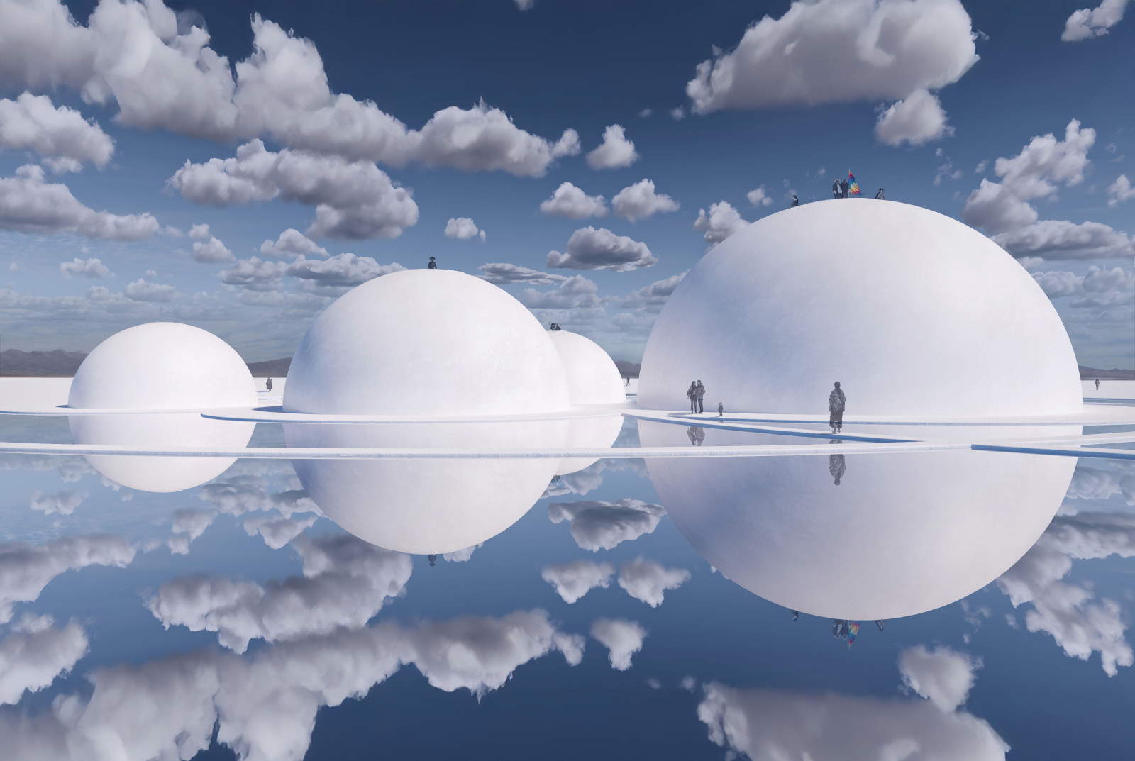Tom&aacute;s Saraceno, El Santuario del Agua Salinas Grandes, 2026. Entworfen vom K&uuml;nstler Tom&aacute;s Saraceno gemeinsam mit den 11 indigenen Gemeinschaften des Netzwerks „Red Atacama“, Salinas Grandes, Nordargentinien. Mit großz&uuml;giger Unterst&uuml;tzung des Haus der Kunst M&uuml;nchen, der Aerocene Foundation, des Studio Tom&aacute;s Saraceno und vieler weiterer Partner. Mit freundlicher Genehmigung des K&uuml;nstlers, von Red Atacama und The Aerocene Foundation sowie der Kunstgalerien neugerriemschneider, Berlin, Tanya Bonakdar, Los Angeles, Pinksummer, Genua, Andersen’s, Kopenhagen und Ruth Benzacar, Buenos Aires. &copy; Foto: Studio Tom&aacute;s Saraceno