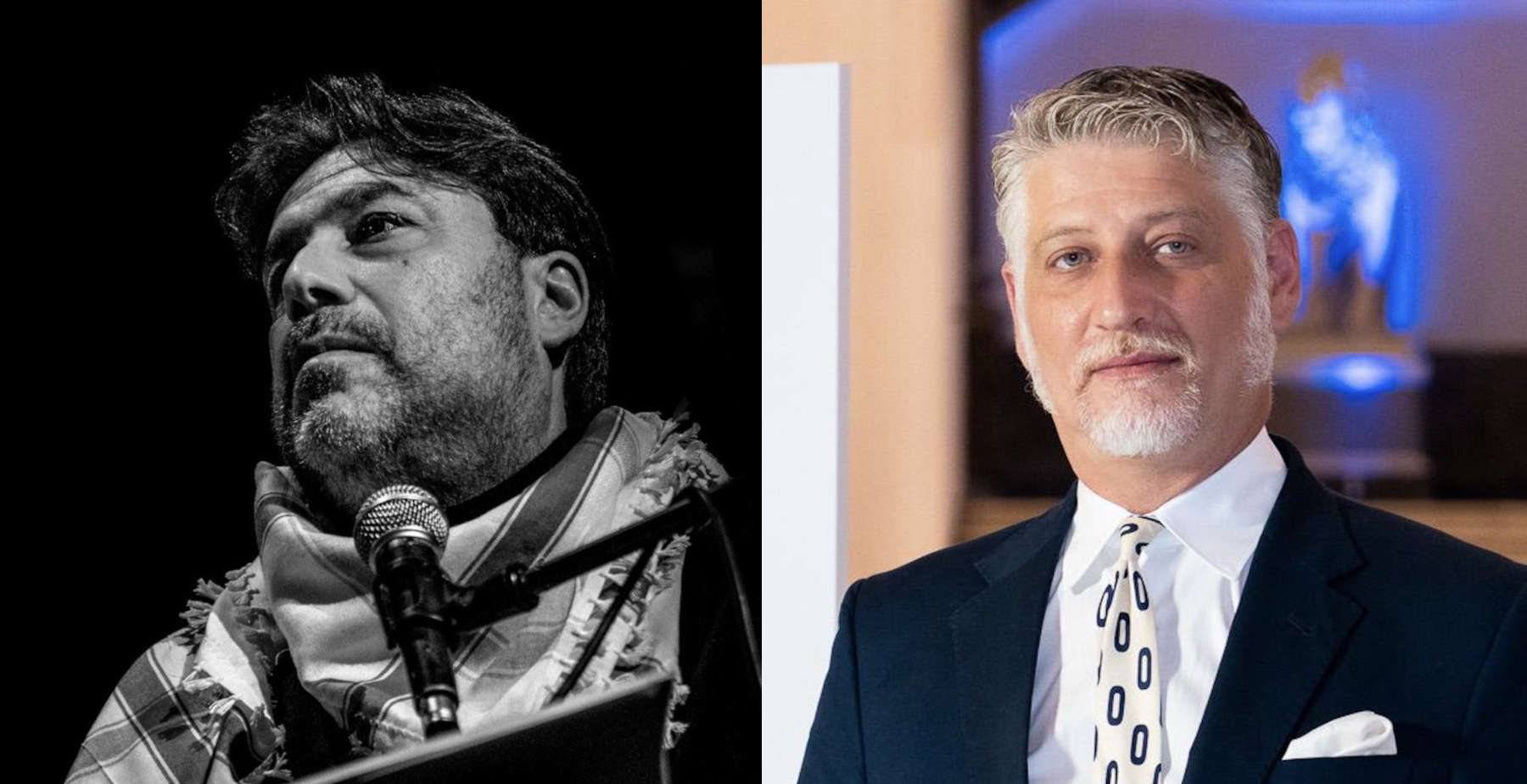 Tomaso Montanari e Alessandro Giuli, foto dai rispettivi profili Instagram.