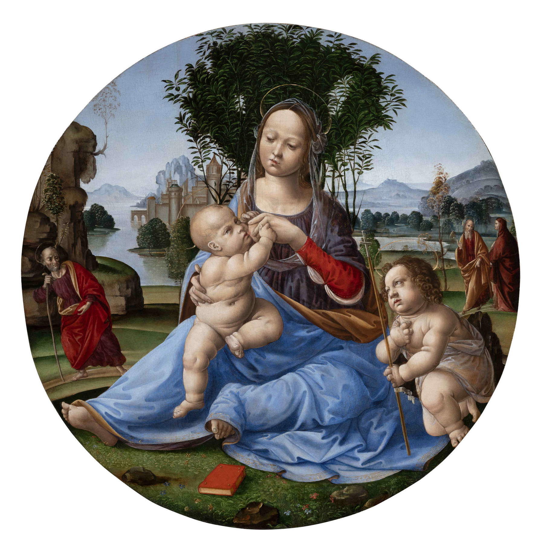 Tommaso, Madonna che allatta il Bambino con san Giovannino adorante (primo decennio del XVI secolo; tavola, diametro 85 cm)