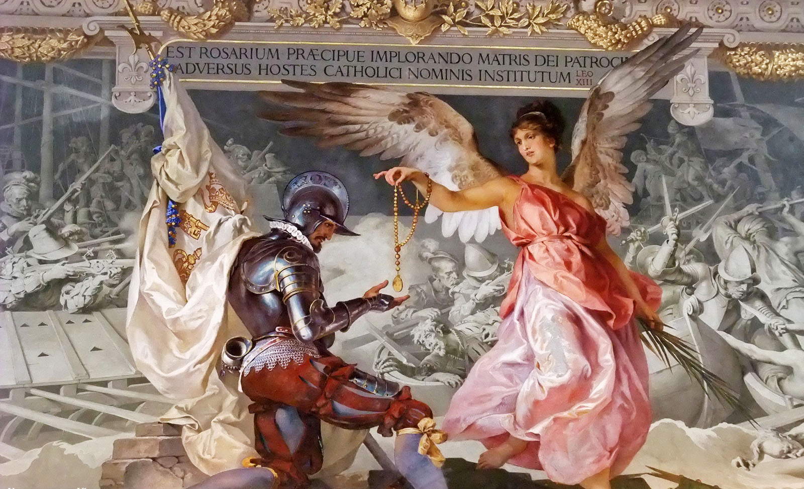 La décoration consacrée au Triomphe du Rosaire et à la bataille de Lépante, réalisée par Ludwig Seitz