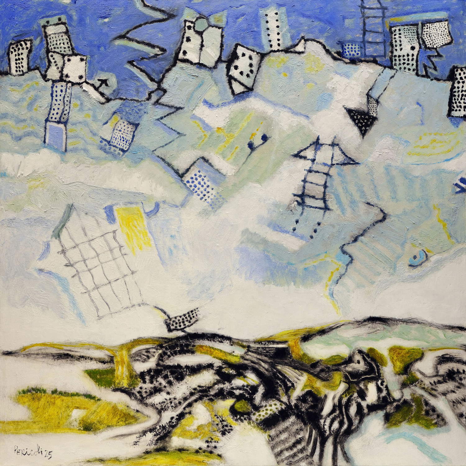 Tullio Pericoli, Night (2025; oil on canvas, 60 x 60 cm)