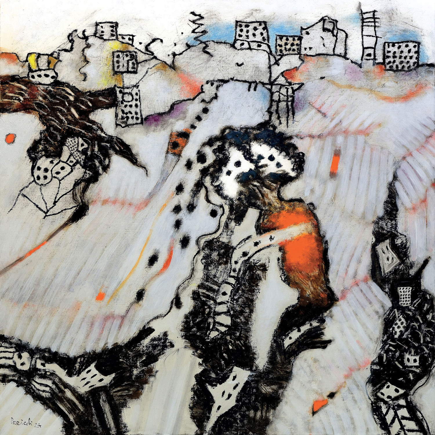 Tullio Pericoli, Lost Lands (2024; oil on canvas, 60 x 60 cm)