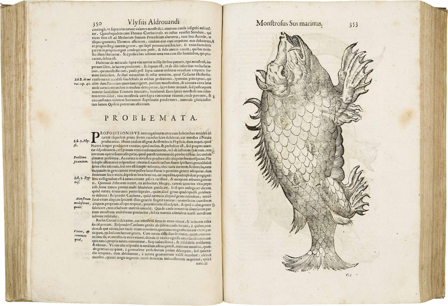 Ulisse Aldrovandi, *Monstrorum historia*. With *Paralipomenis historiae omnium animalium*. Bologna, printed by Nicolai Tebaldini [i.e., Giovanni Battista Ferroni], 1642 [1657].