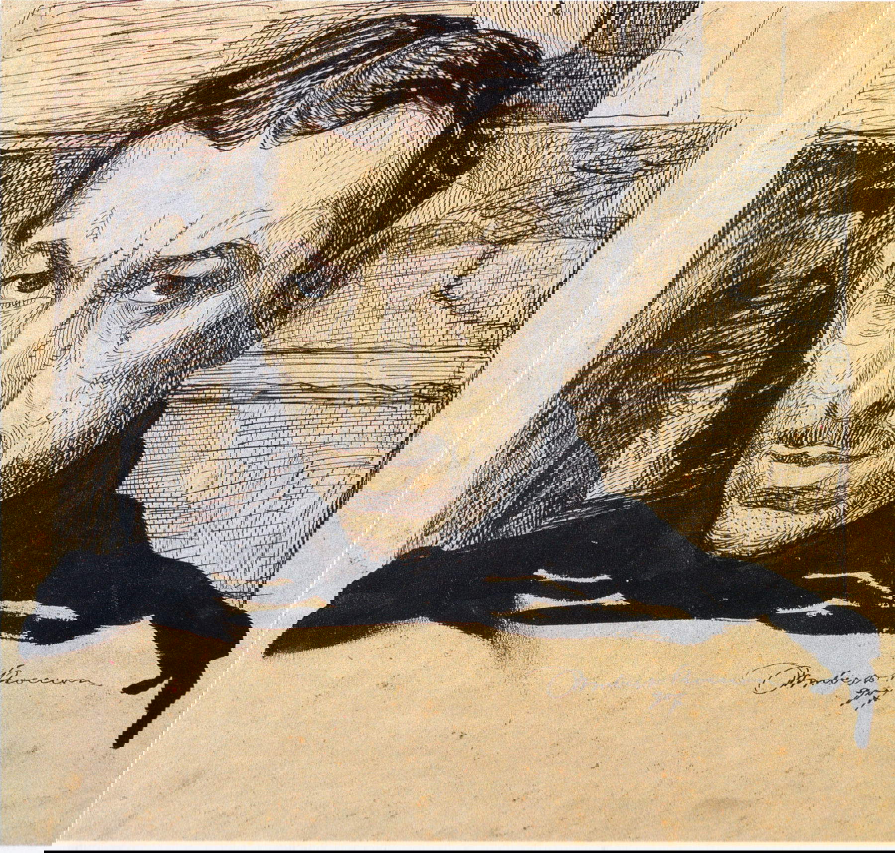 Umberto Boccioni, Self-Portrait (1907; India ink and tempera on paper)