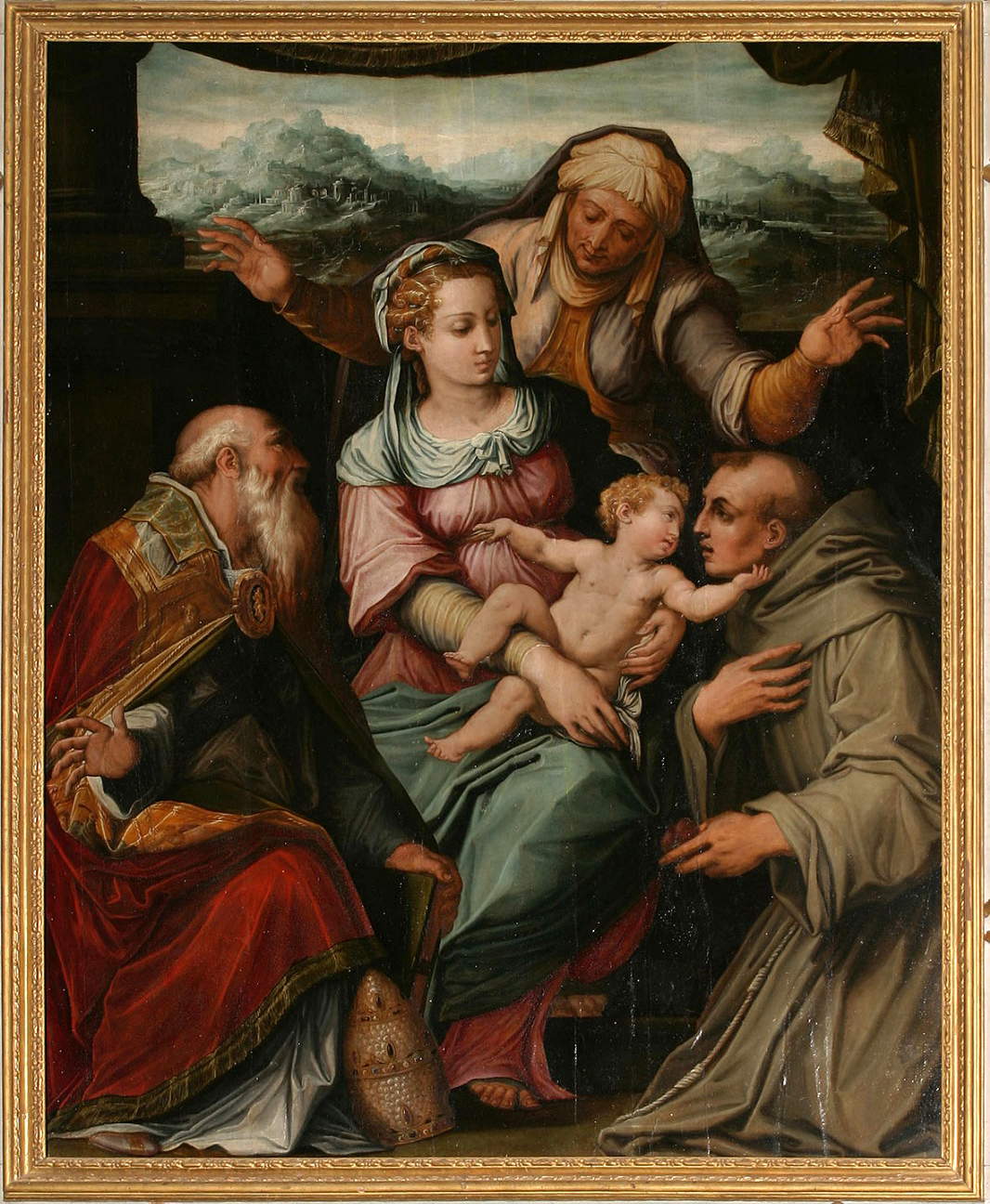 Giorgio Vasari, Madonna mit Kind zwischen den Heiligen Anna, Silvester und Franziskus (1548; Öl auf Holz; Gemeinde Castiglion Fiorentino (Arezzo), Kirche San Francesco)