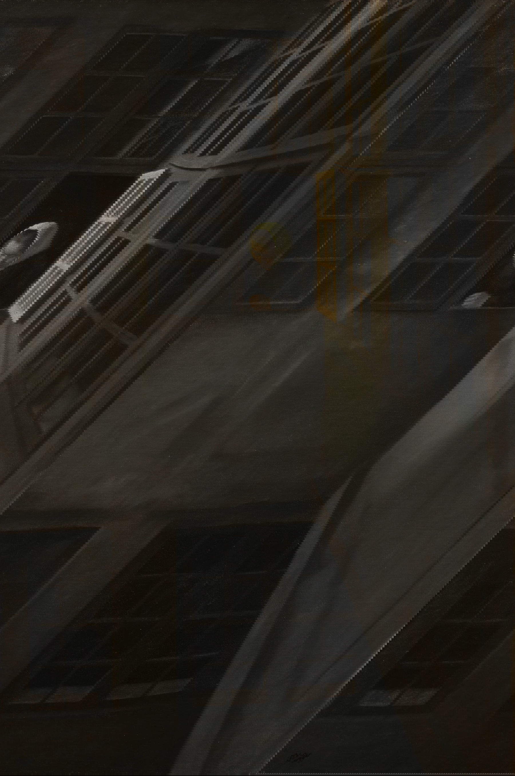 Vilhelm Hammersh&oslash;i, Interior de patio en Strandgade 30 (c. 1905; óleo sobre lienzo montado en masonita, 73,7 x 54,6 cm, firmado con las iniciales del artista 