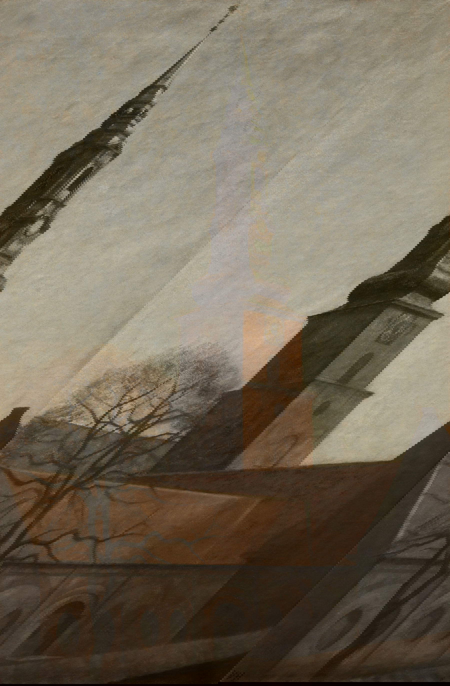 Vilhelm Hammersh&oslash;i, Iglesia de San Pedro, Copenhague (c. 1906; óleo sobre lienzo, 78,1 x 51,4 cm, firmado con las iniciales del artista 