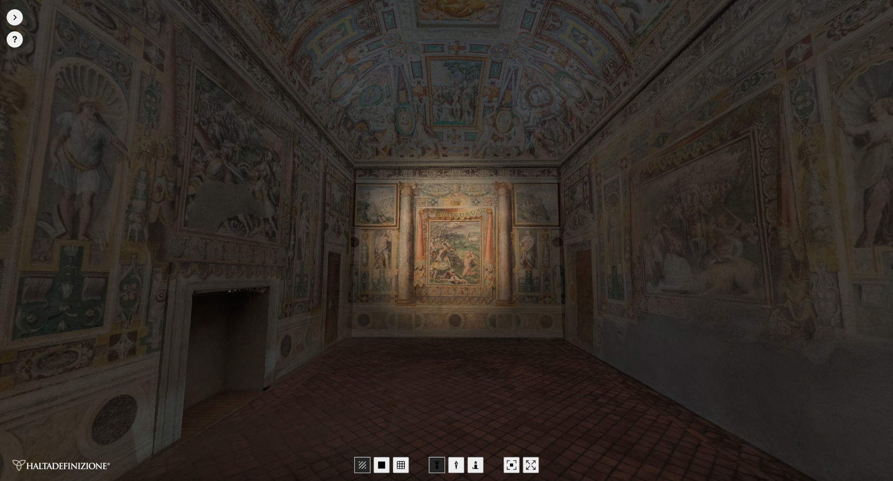 Villa d'Este Tivoli, Primera Sala Tiburtina, Visita virtual 3D - Iluminación con modo linterna
