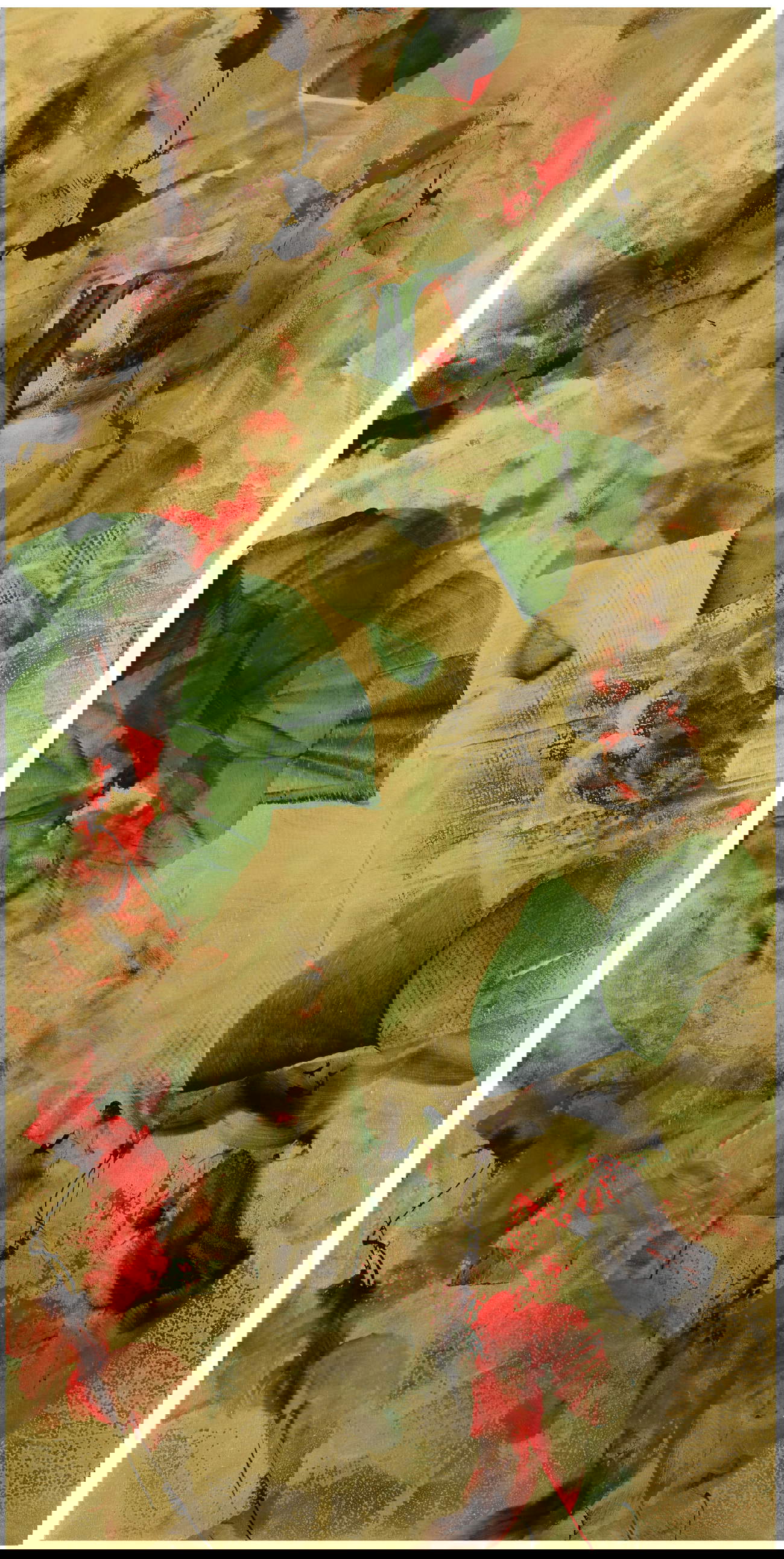 Vincenzo Scolamiero, Come sogni perduti 1 (2025; inchiostro di china e pigmenti su tela, 200 x 100 cm)