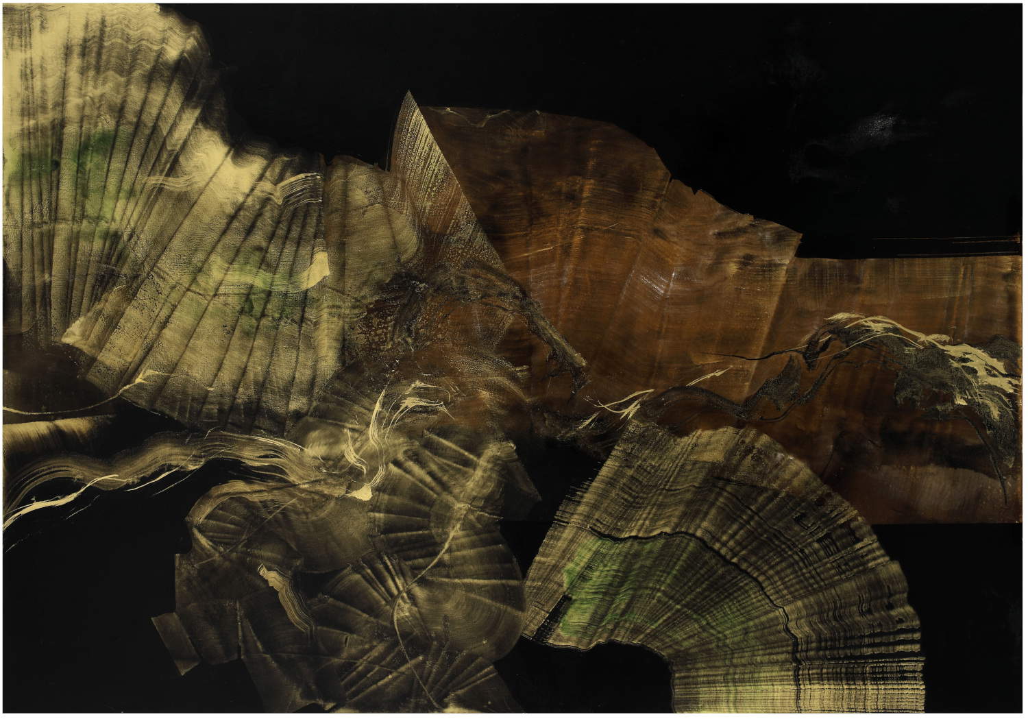 Vincenzo Scolamiero, Come sogni perduti 4 (2025; inchiostri e pigmenti su tela, 140 x 200 cm)