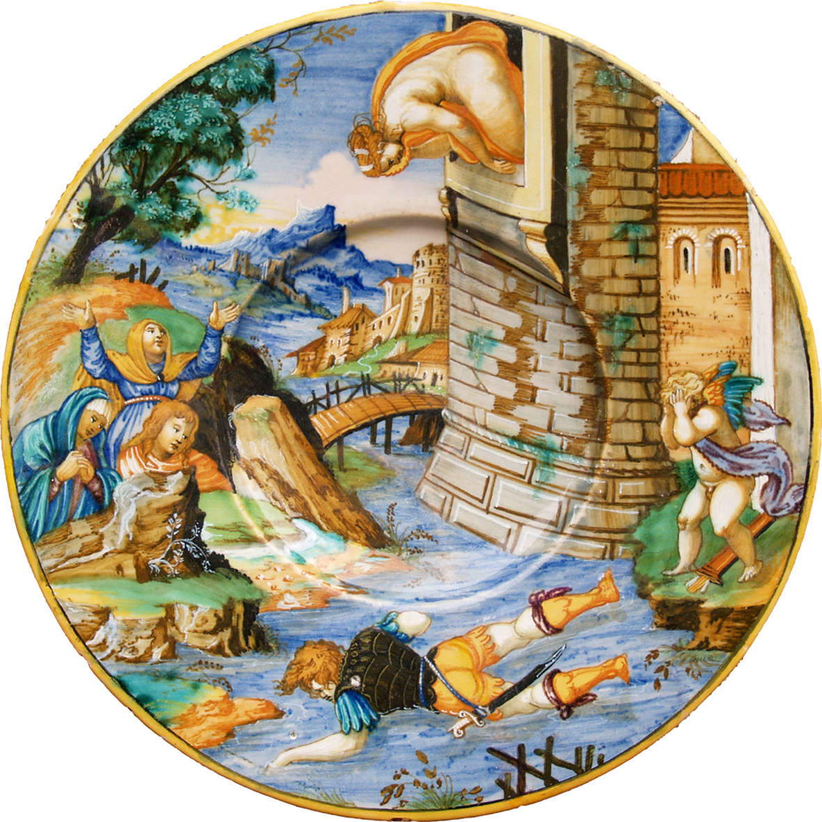 Xanto Avelli, *Leandro at Sea and Ero at the Window* (Rovigo, Museum of the Great Rivers—City of Rovigo)