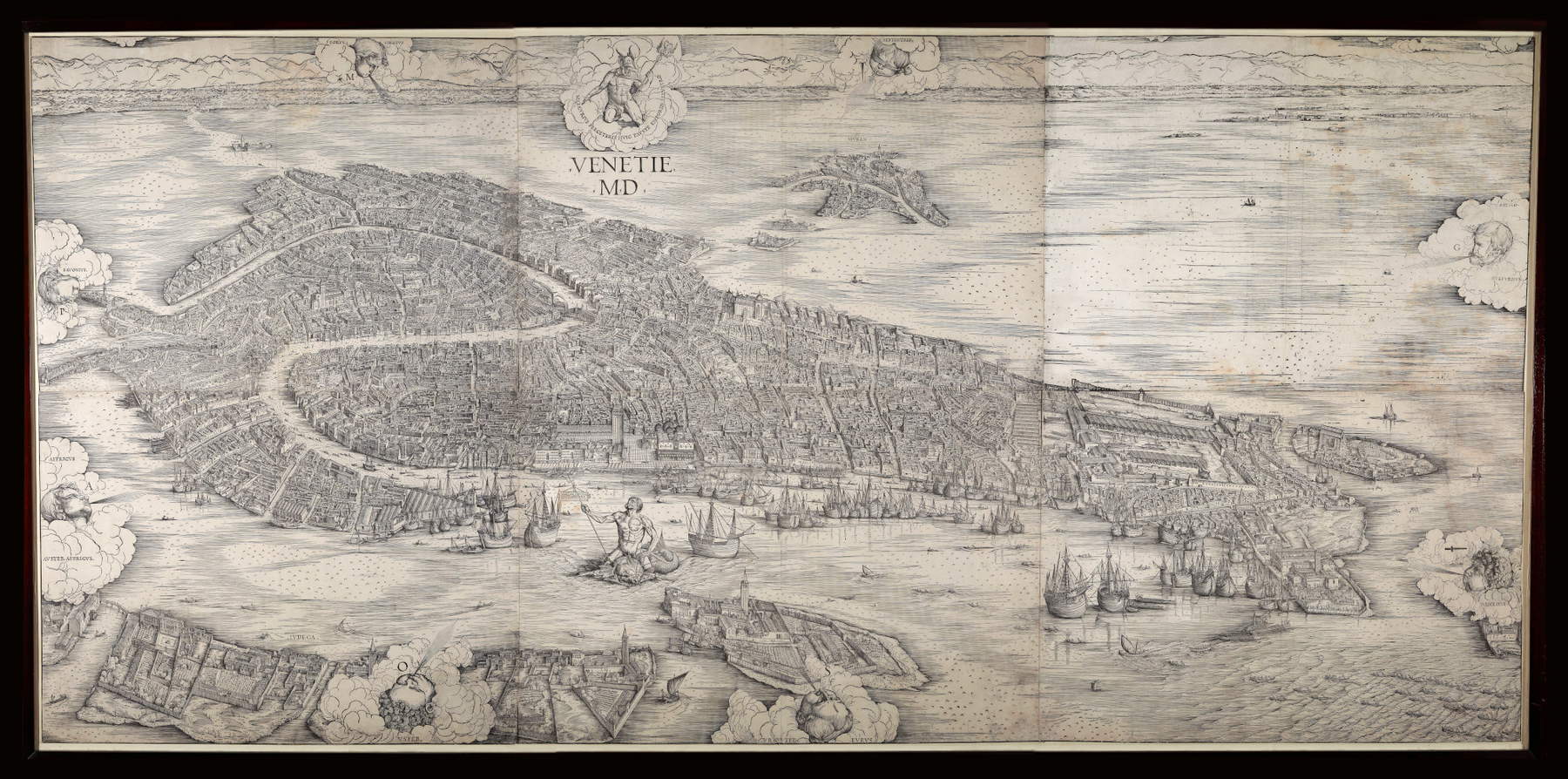 Veduta a volo d'uccello di Venezia da sud, Jacopo de' Barbari (1498-1500) &copy; The Trustees of the British Museum