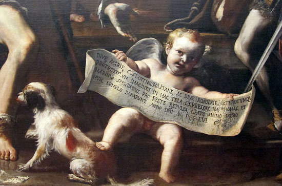 Mattia Preti, Madonna di Costantinopoli (1656; olio su tela, 286,5 x 196 cm; Napoli, Museo Nazionale di Capodimonte), particolare